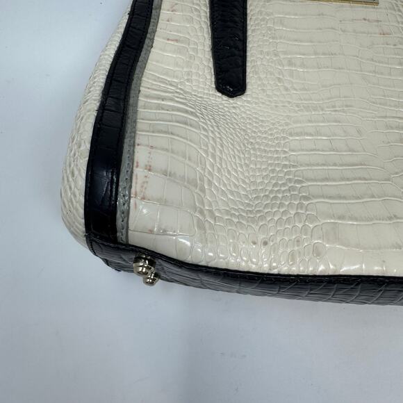 Brahmin Alice Carry All Shoulder Bag Tri Texture Ivory Gray Black Charm READ - Picture 11 of 14